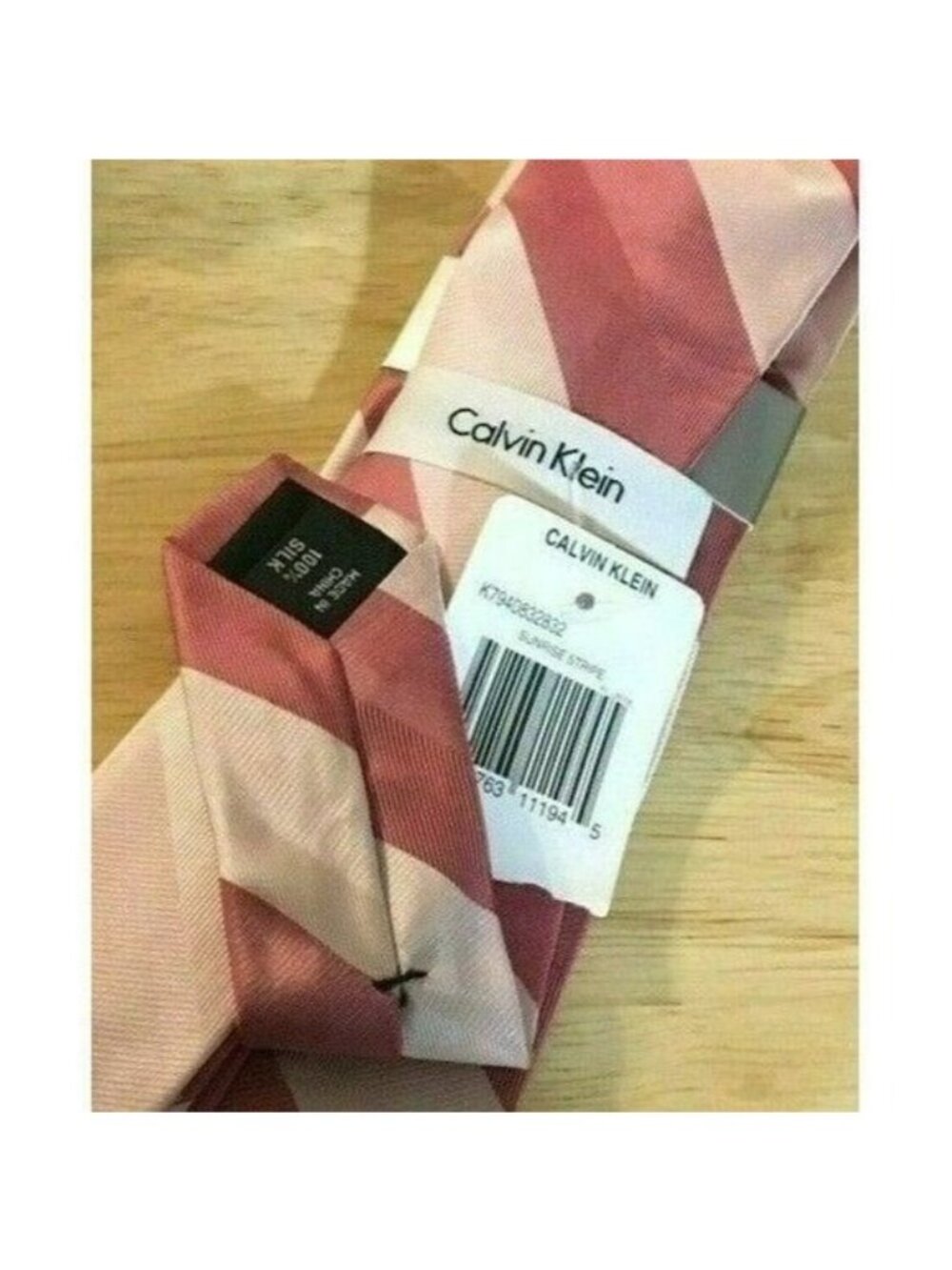 Mens Calvin Klein Sunrise Stripe 100% Silk Dress Neck Tie 1 Size NWT - Picture 3 of 11